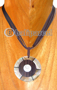 Necklaces, Handmade From Sono Wood Inlaid With Shell.