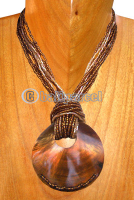 Necklaces, Handmade From Glassbead And Shell.