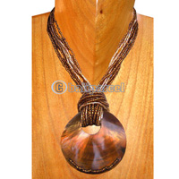 Necklaces, Handmade From Glassbead And Shell.