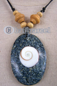 Necklaces, Handmade From Resin Inlaid With Shell & Shiva Eye, Wooden Beads