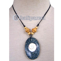 Necklaces, Handmade From Resin Inlaid With Shell & Shiva Eye, Wooden Beads