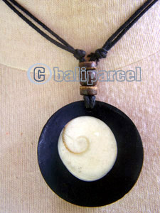 Necklaces, Handmade From Resin Inlaid With Shell & Shiva Eye, Wooden Beads.