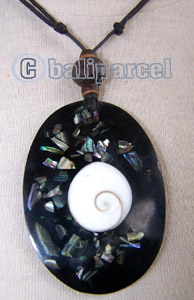 Necklaces, Handmade From Resin Inlaid With Shell & Shiva Eye, Wooden Beads.