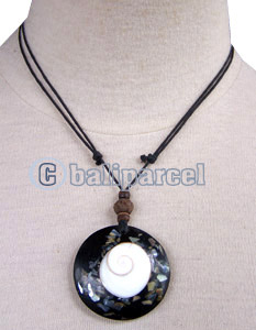 Necklaces, Handmade From Resin Inlaid With Shell & Shiva Eye, Wooden Beads.