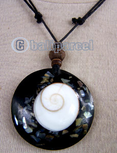 Necklaces, Handmade From Resin Inlaid With Shell & Shiva Eye, Wooden Beads.