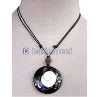 Necklaces, Handmade From Resin Inlaid With Shell & Shiva Eye, Wooden Beads.
