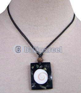 Necklaces, Handmade From Resin Inlaid With Shell & Shiva Eye, Wooden Beads
