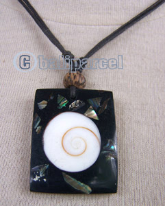 Necklaces, Handmade From Resin Inlaid With Shell & Shiva Eye, Wooden Beads