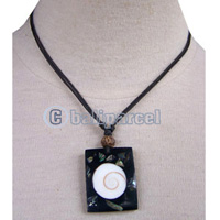 Necklaces, Handmade From Resin Inlaid With Shell & Shiva Eye, Wooden Beads