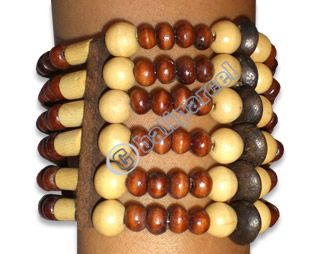 Bracelet, Handmade From Sono Wood And Wooden Beads.