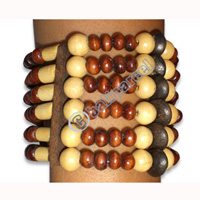 Bracelet, Handmade From Sono Wood And Wooden Beads.