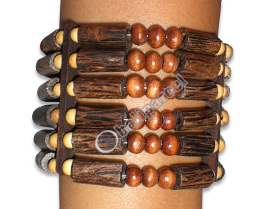 Bracelet, Handmade From Sono And Coconut Wood And Wooden Beads.
