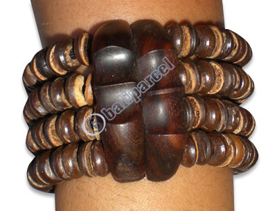 Bracelet, Handmade From Sono Wood And Wooden Beads.