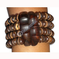 Bracelet, Handmade From Sono Wood And Wooden Beads.