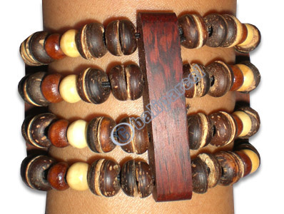 Bracelet, Handmade From Sono Wood And Wooden Beads.