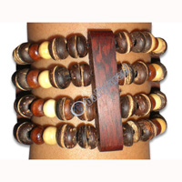 Bracelet, Handmade From Sono Wood And Wooden Beads.