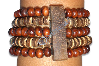 Bracelet, Handmade From Sono Wood And Wooden Beads.