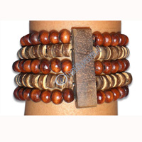 Bracelet, Handmade From Sono Wood And Wooden Beads.