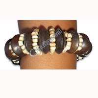 Bracelet, Handmade From Sono Wood And Glass Beads.