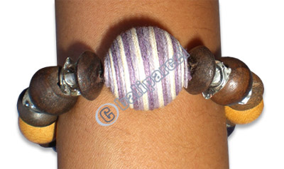 Bracelet, Handmade From Cotton Ball, Resin And Glass Beads.