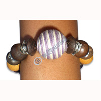 Bracelet, Handmade From Cotton Ball, Resin And Glass Beads.