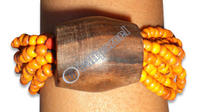 Bracelet, Handmade From Sono Wood And Glass Beads.