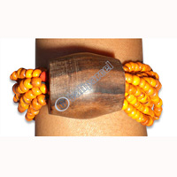 Bracelet, Handmade From Sono Wood And Glass Beads.