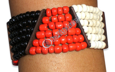 Bracelet, Handmade From Sono Wood And Glass Beads.