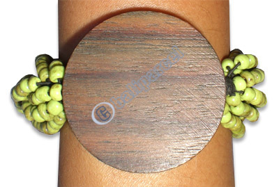 Bracelet, Handmade From Sono Wood And Glass Beads.