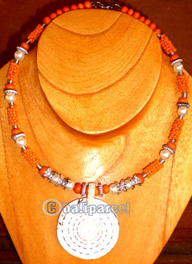Necklaces, Handmade From Shell, Glass Beads And Pearl.