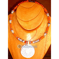 Necklaces, Handmade From Shell, Glass Beads And Pearl.
