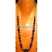 Necklace, Handmade From Glass Beads And Sono Wood