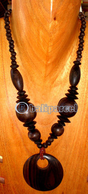 Necklace, Handmade From Sono Wood And Wooden Beads.