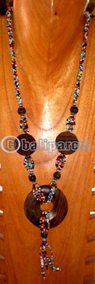 Necklace, Handmade From Sono Wood And Glass Beads