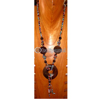 Necklace, Handmade From Sono Wood And Glass Beads