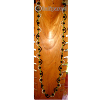 Necklace, Handmade From Glass Beads And Wooden Beads