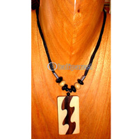 Necklace, Handmade From Sono Inlaid With Resin, Cotton String.