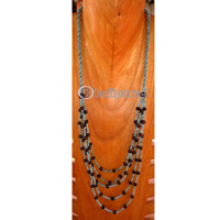 Necklace, Handmade From Glass Beads And Wooden Beads