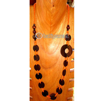 Necklace, Handmade From Glass Beads And Sono Wood.
