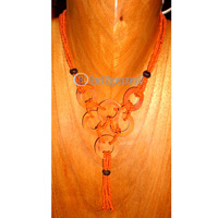 Necklace, Handmade From Coconut Shell, Glass And Wooden Beads.