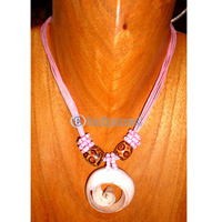 Necklace, Handmade From Glass Beads And Shell.