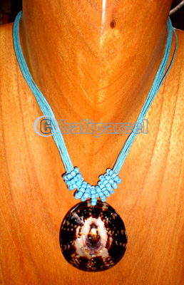 Necklace, Handmade From Glass Beads And Shell.