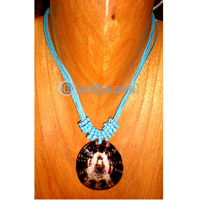 Necklace, Handmade From Glass Beads And Shell.