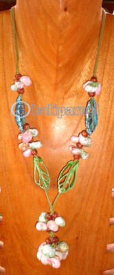 Necklace, Handmade From Shell And Cotton String.