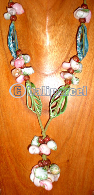 Necklace, Handmade From Shell And Cotton String.