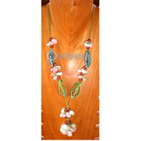Necklace, Handmade From Shell And Cotton String.