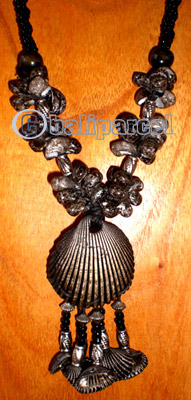Necklace, Handmade From Coconut Shell Glass Beads And Shell