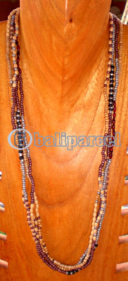 Necklace, Handmade From Glass Beads And Wooden Beads