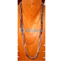Necklace, Handmade From Glass Beads And Wooden Beads