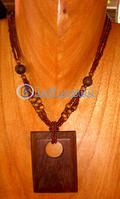 Necklace, Handmade From Glass & Wooden Beads And Sono Wood.